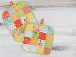 Pot Holder ~ Patchwork by Sherri McConnell from A Quilting Life