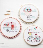 Summer Series Embroidery Hoop Art by Beverly from Flamingo Toes